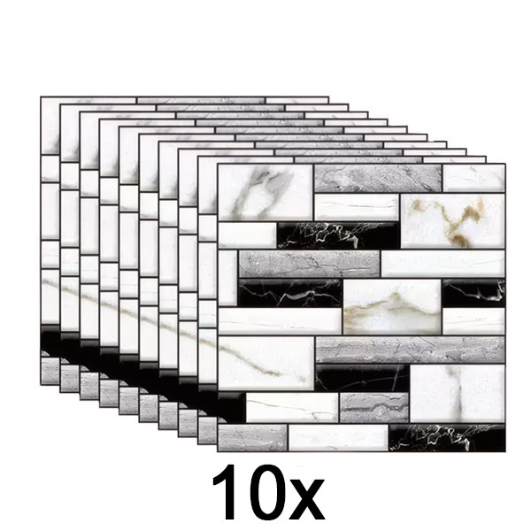 1x 3D stenske nalepke z videzom marmorja (10 kosov) | MARBLEBLOCKS